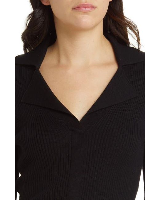 Kobi Halperin Black Collar Wool Rib Sweater