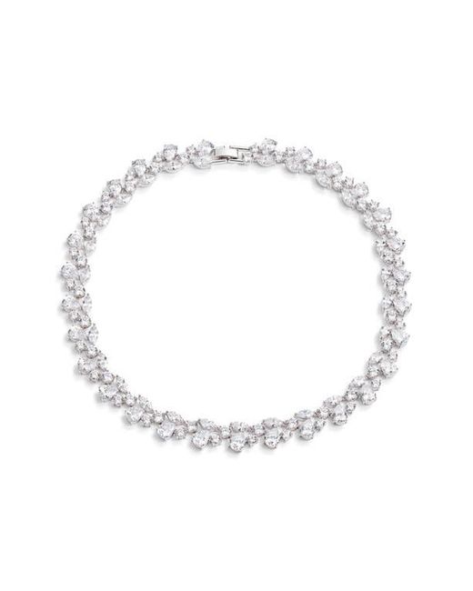 Nordstrom White Cubic Zirconia Cluster Collar Necklace