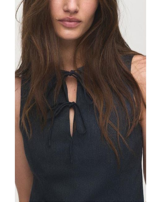 Mango Blue Dena Tie Front Sleeveless Top
