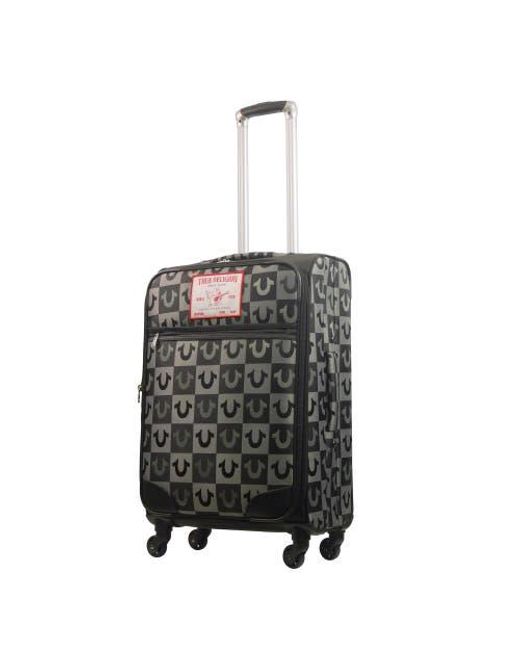 True Religion Black Soft Sided 27 Expandable, Checkered Spinner Luggage