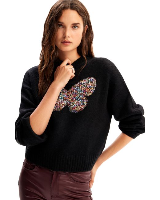 Desigual Black Jers Lilianma Butterfly Sweater