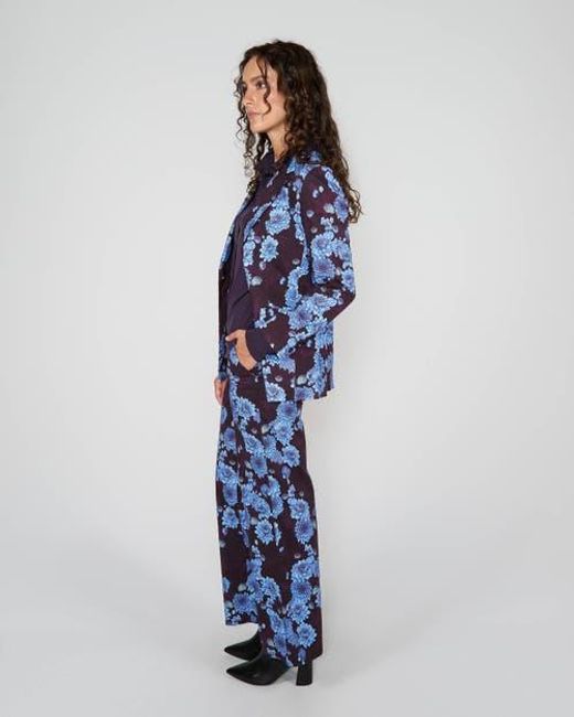 Lords of Harlech Blue Phillis Wide Leg Tailored Pant Montgat Paisley
