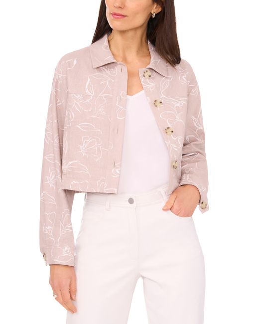 Halogen® Pink Halogen(r) Crop Linen Blend Jacket