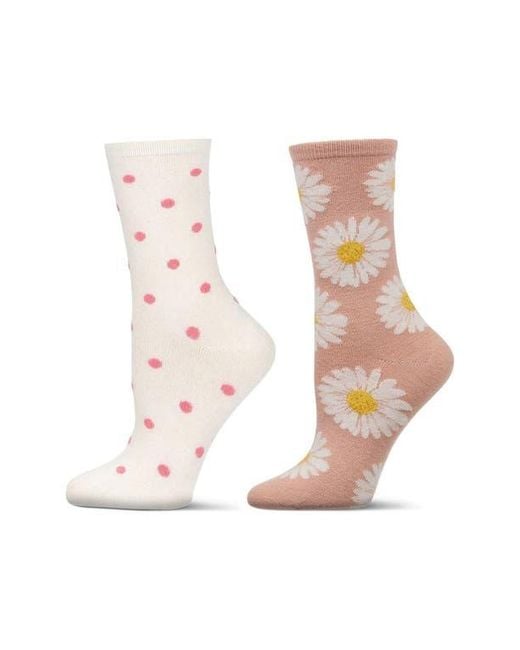 Memoi Pink Assorted 2-Pack Crew Socks