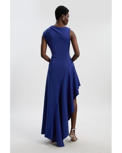 Karen Millen Petite Ruffle Hem Maxi Dress in Blue | Lyst