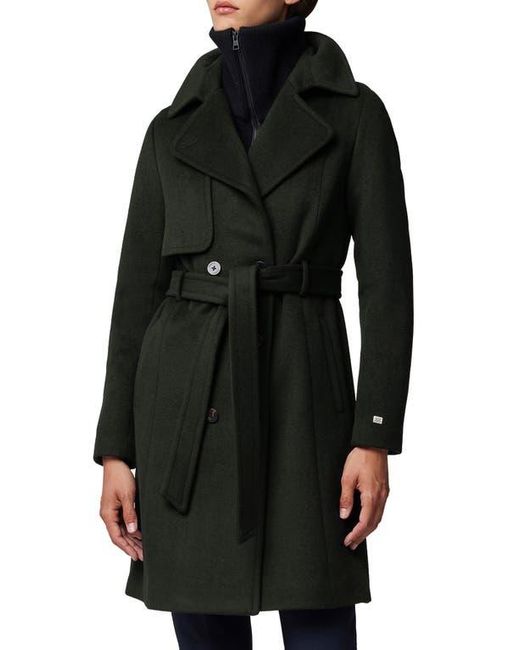 SOIA & KYO Black Fabianne Belted Wool Blend Coat