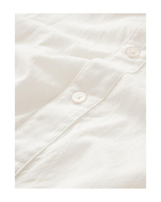 John Varvatos White Ben Embroidered Band Collar Button-up Shirt for men