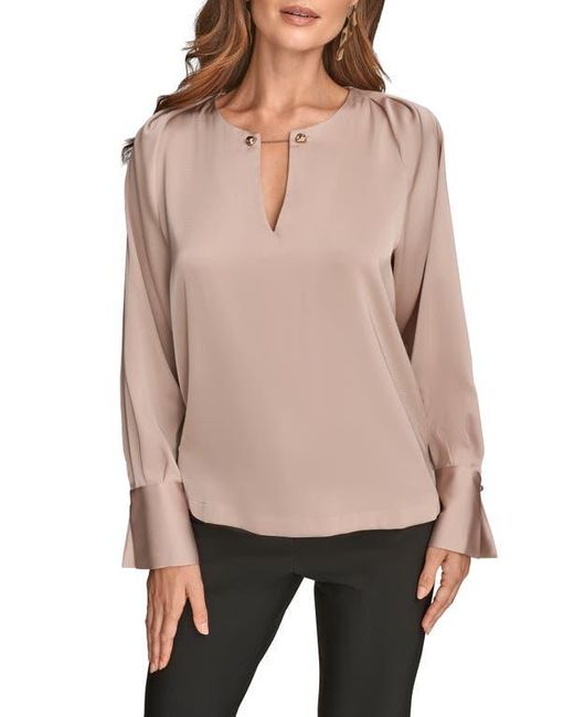 Donna Karan Natural Chain Detail Long Sleeve Top