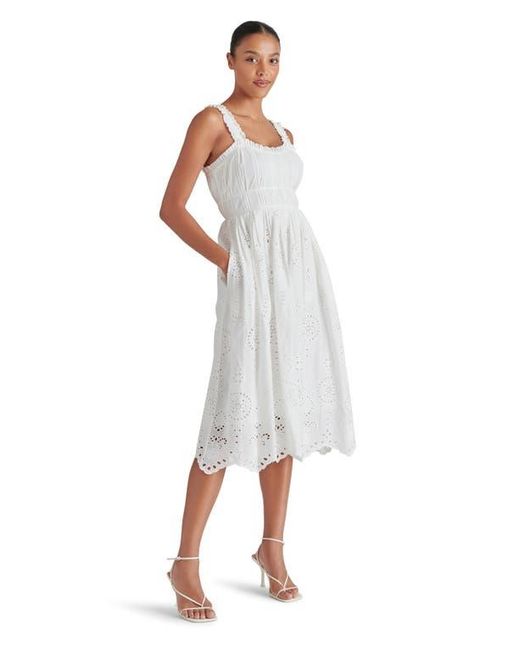 Steve Madden Gray Harmony Eyelet Embroidered Cotton Midi Dress