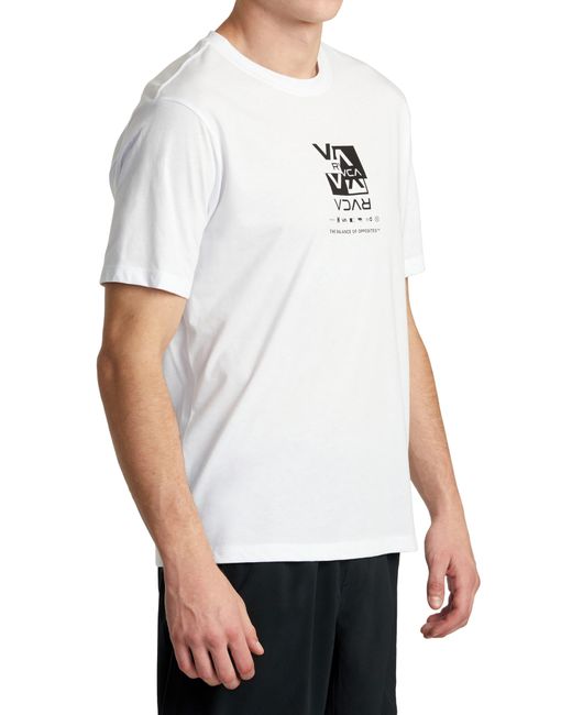 RVCA White Splitter Stacks Performance Graphic T-shirt for men