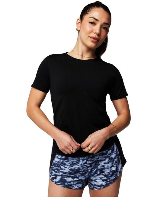 Fabletics Black Feather Tech+ Short-Sleeve Top