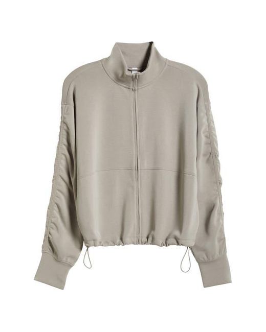 Zella Multicolor Ultrasoft Ruched Sleeve Front Zip Knit Jacket