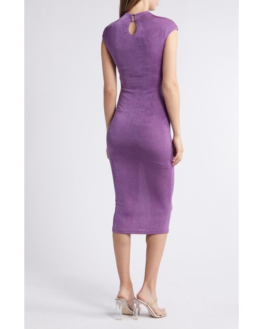 NIKKI LUND Purple Norah Ruched Body-con Midi Dress
