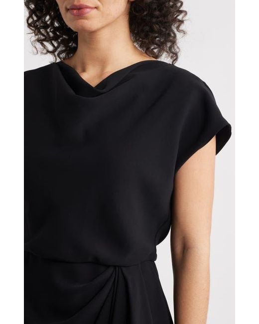 Amsale Black Cowl Neck Tulip Cocktail Dress