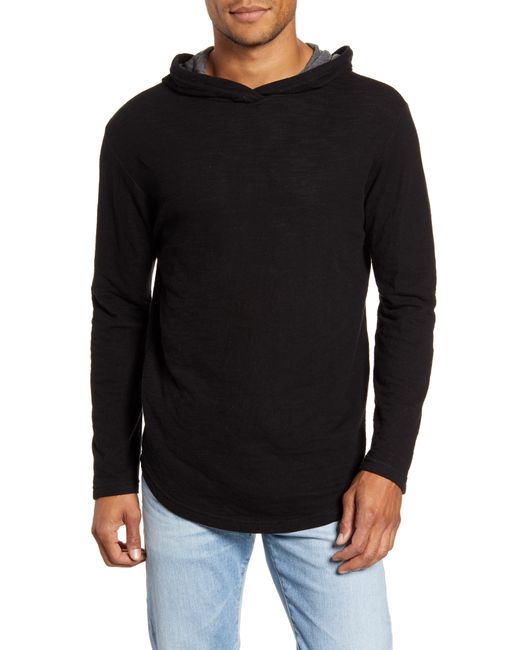 Goodlife Black Double Layer Scallop Hoodie for men
