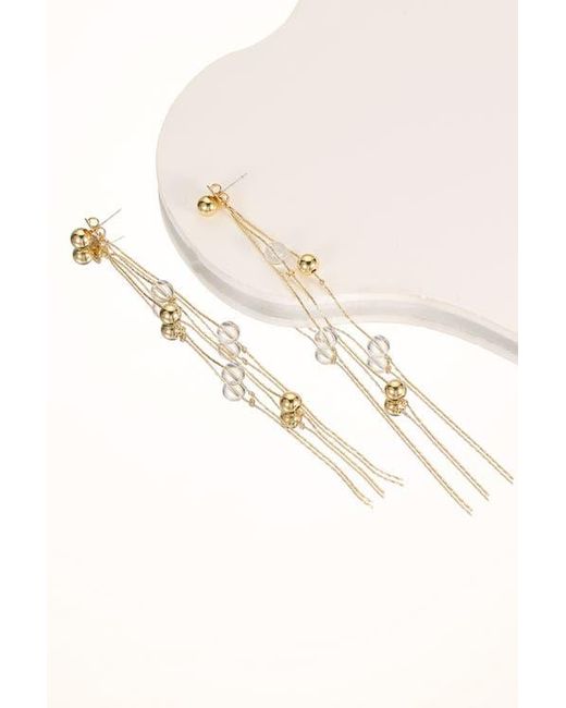 Classicharms Metallic Frostlily Mini Clear Crystal And Bead Drop Earrings