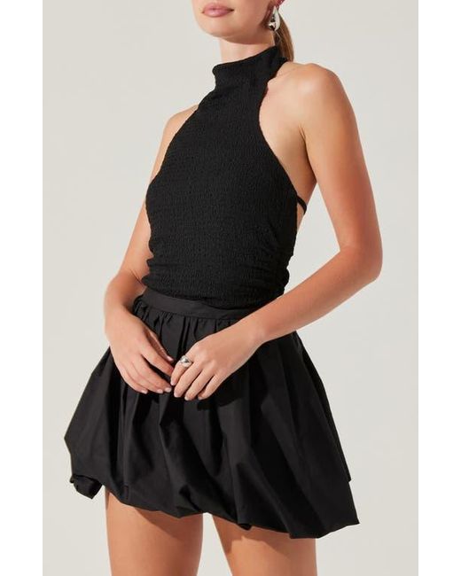 Astr Black Gwyneth Smock Halter Top