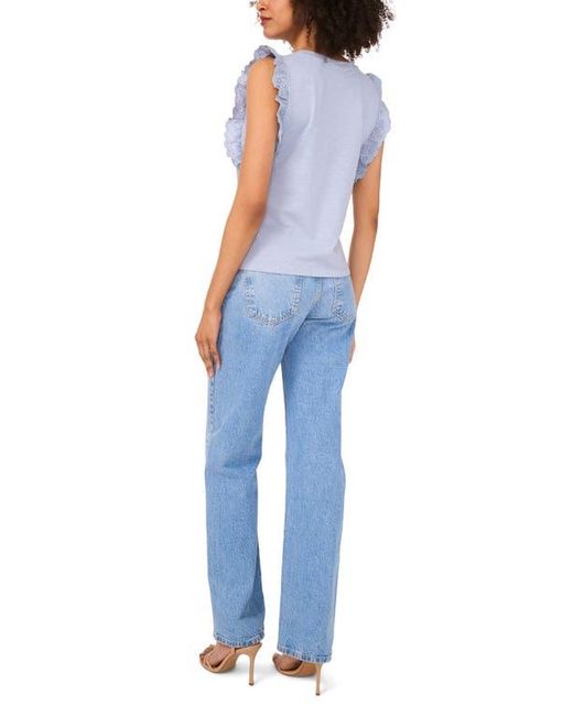Two By Vince Camuto Blue Ruffle Eyelet Tank Top