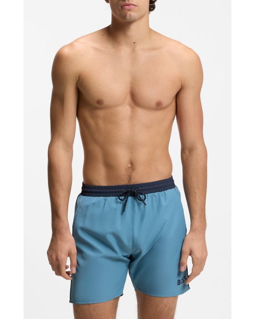 Boss Blue Starfish Solid Swim Trunks for men
