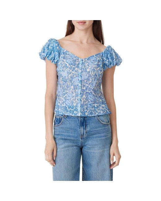 Habitual Blue Seamed Button-Up Top