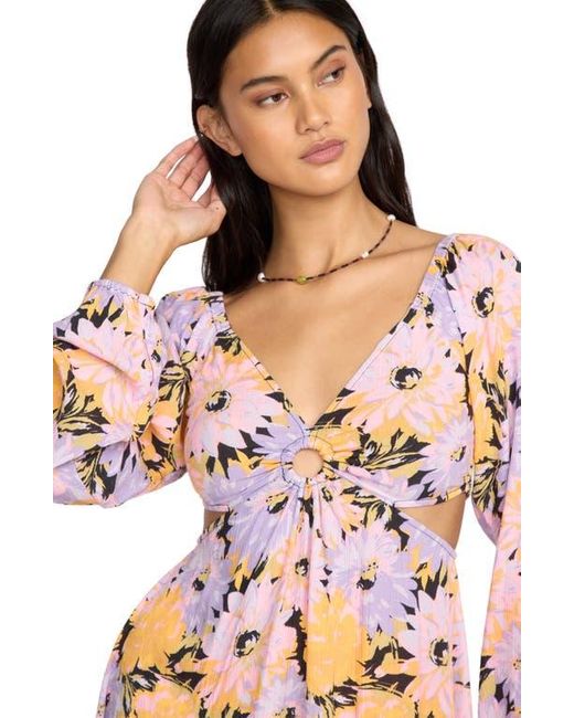 Billabong Red Last Call Cutout Long Sleeve Minidress