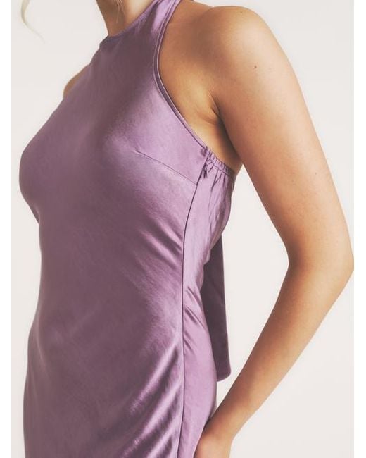 Six Stories Pink Racer Neck Satin Bridesmaid Dress
