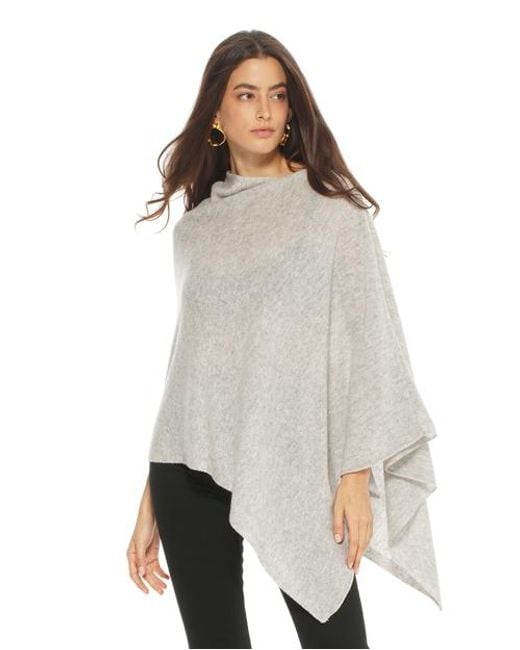 Monticelli Cashmere White Essential Pure Cashmere Poncho
