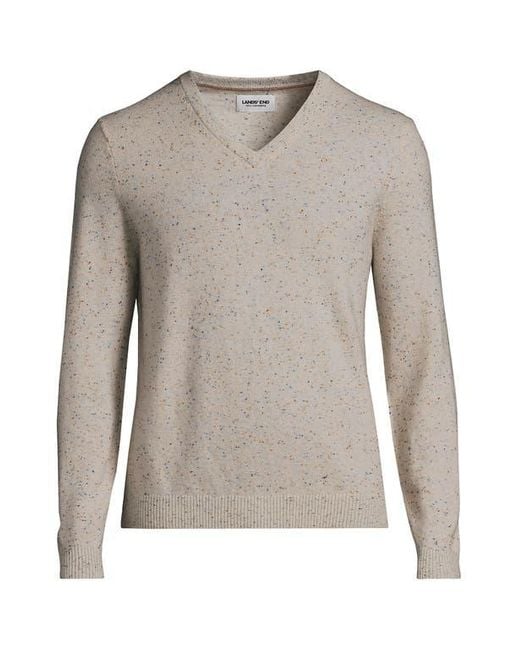Lands' End Gray Fine Gauge Cashmere V-Neck Sweater for men