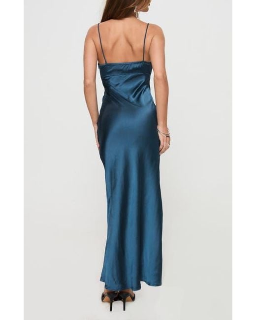 Princess Polly Blue Maguire Satin Maxi Dress