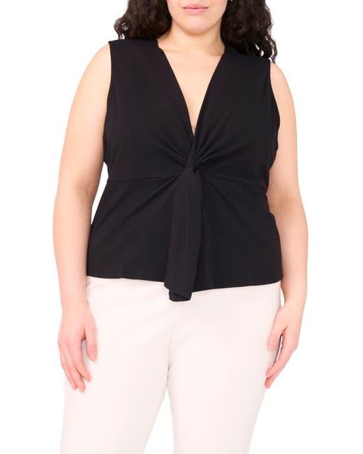 Halogen® Blue Twist Front Sleeveless Cotton Knit Top