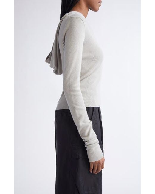 Rick Owens White Rib Crop Hoodie