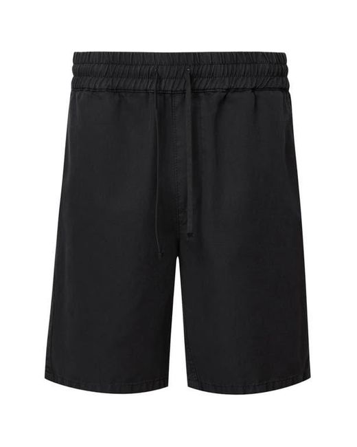 AllSaints Black Hanbury Cotton & Linen Drawstring Short for men