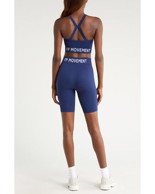 Free People Blue Fp Movement Long Haul Logo Sports Bra