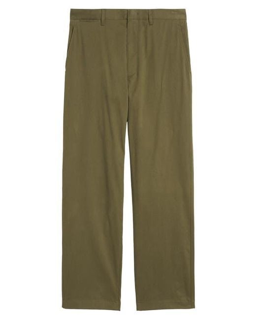 Theory Green Brushed Stretch Cotton Chinos for men