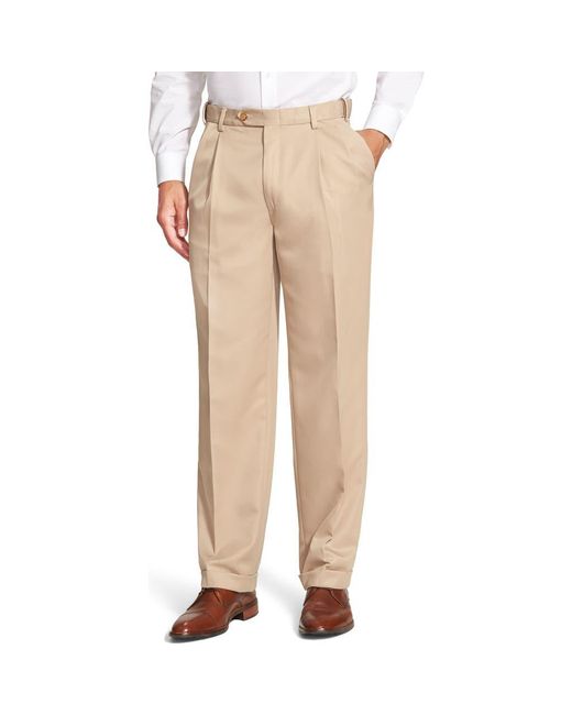 Berle Natural Self Sizer Waist Pleated Classic Fit Microfiber Trousers for men