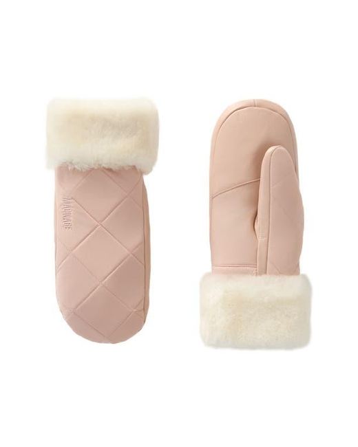 Mackage White Fleece Trim Quilted Down Mittens