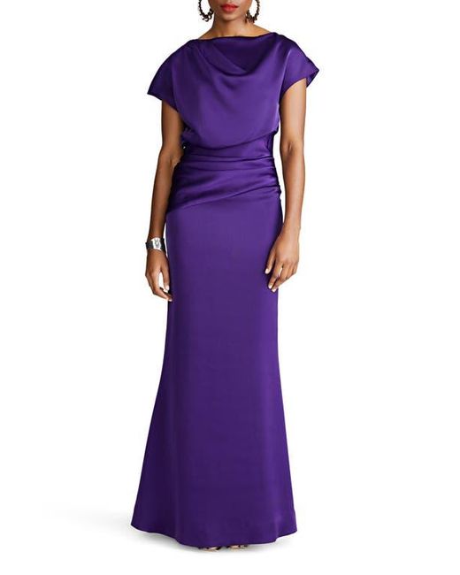 Halston Lissandra Satin Pencil Gown in Purple Lyst