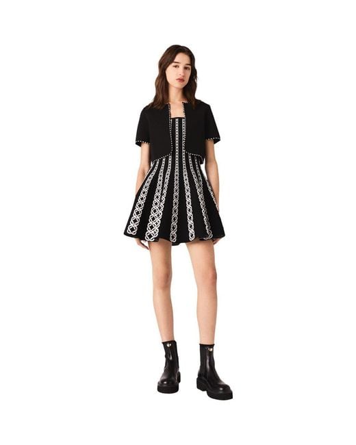 Maje Black Cropped Short Sleeve Cardigan