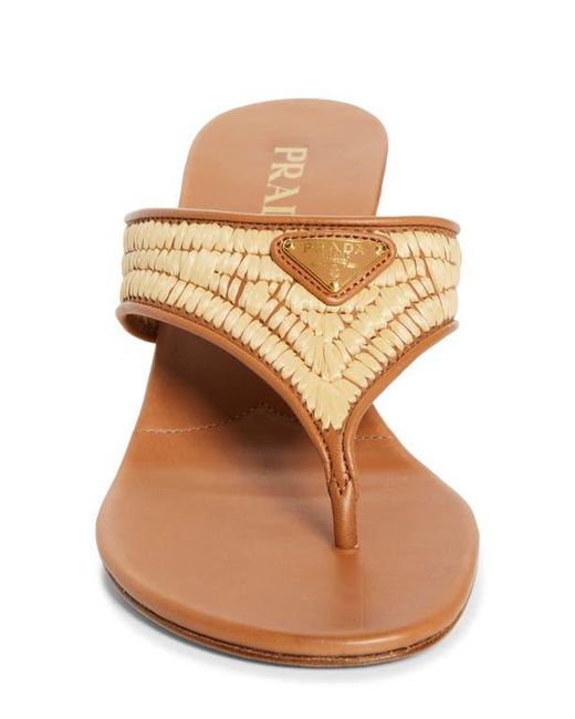 Prada Brown Raffia Wedge Sandal