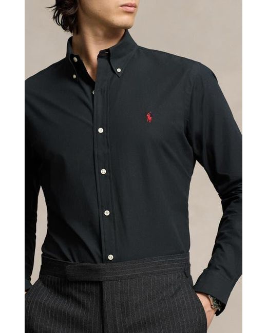 Polo Ralph Lauren Black Classic Fit Stretch Cotton Poplin Button-Down Shirt for men