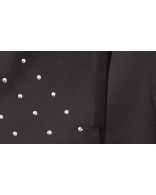 Ming Wang Black Stud Detail Cotton Blend Shirtdress