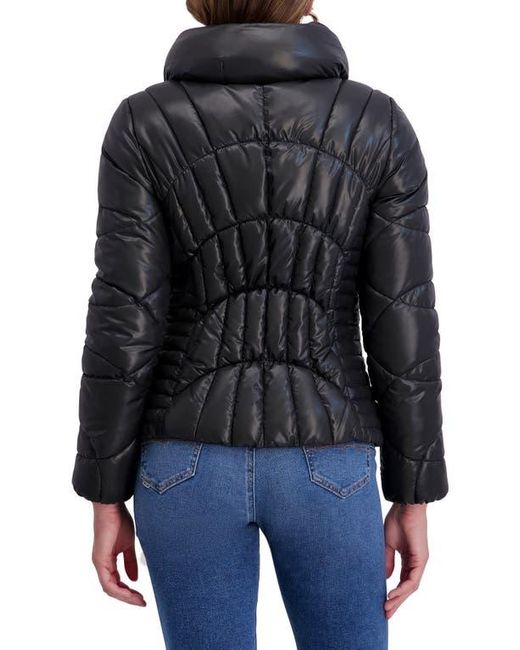 Kensie Black Hooded Puffer Jacket