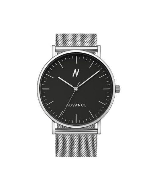 NCMPRBL Black Advance Night Cap Mesh Strap Watch, 40Mm