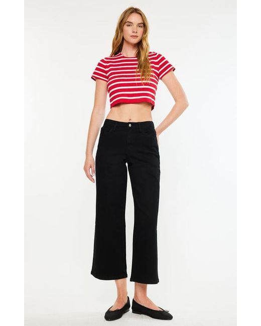 Kancan Black Shea High Rise Cropped Wide Leg Jeans