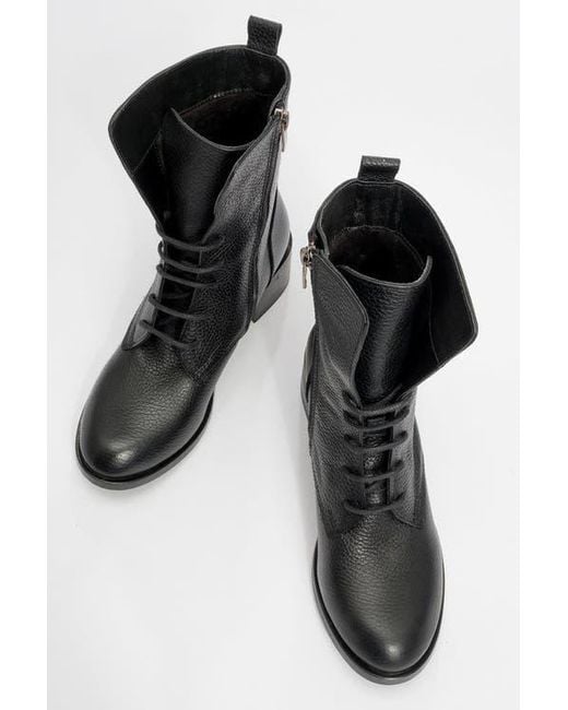 Forever & Always Shoes Black Lana Leather Block Heel Boot