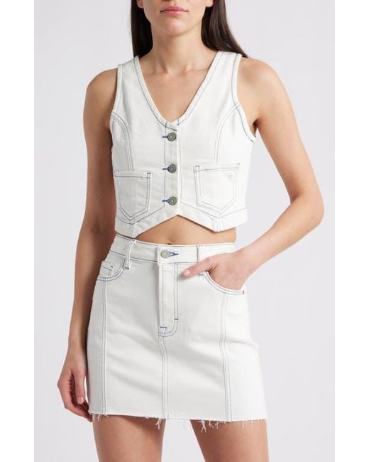 Hidden Jeans White Crop Denim Vest