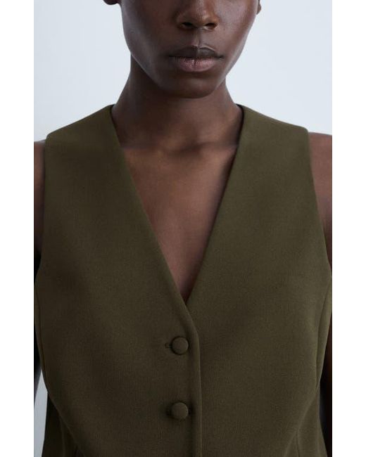 Mango Green Suit Waistcoat With Buttons