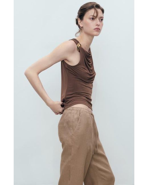 Mango Natural Linen Drawstring Pants