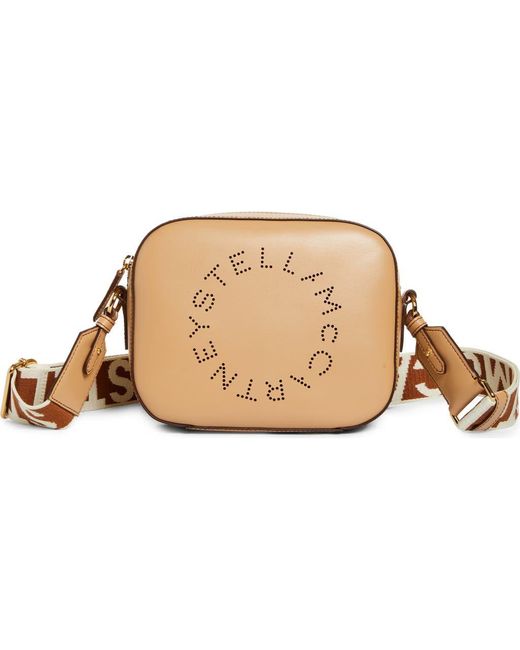 Stella McCartney Natural Small Perforated Logo Faux Leather Camera Bag