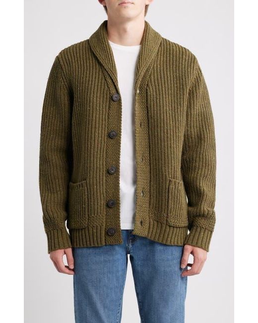 Schott Nyc Green Donegal Tweed Wool Blend Cardigan for men